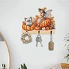 Wooden Halloween Pumpkin Elf 3 Hooks Diamond Painting Hook Rail DIY Craft Decor