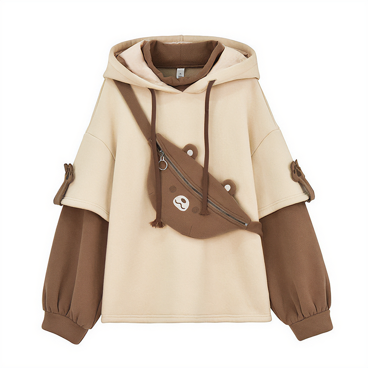 Bear Pullover Hoodie with Cute Bags - Gotamochi Kawaii Shop, Kawaii Clothes