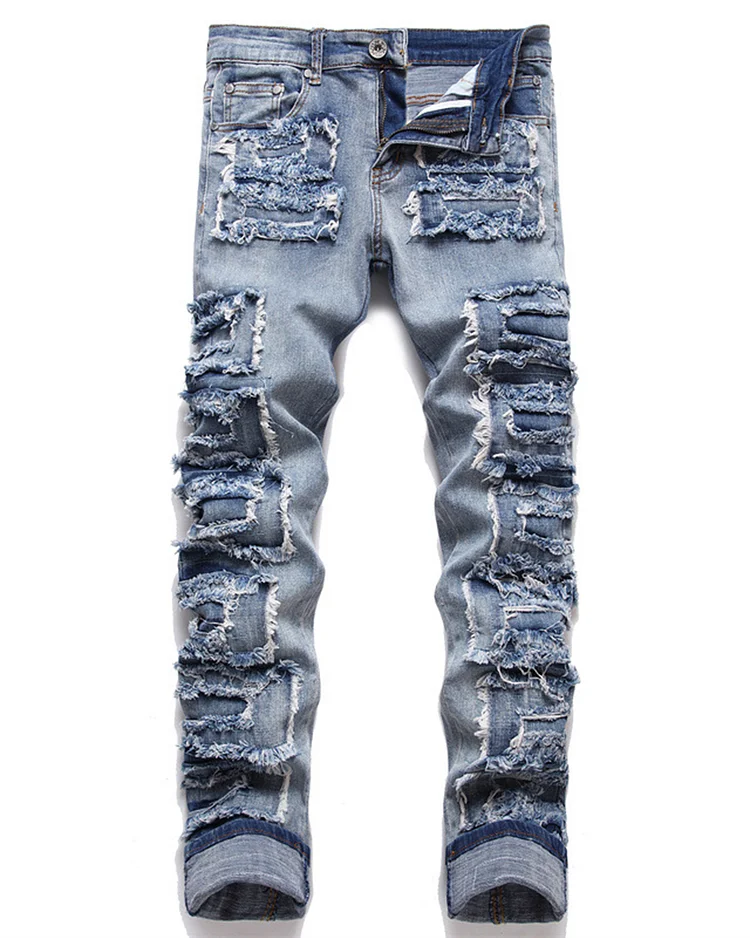 Men's Stretch Dipped Patch Jeans