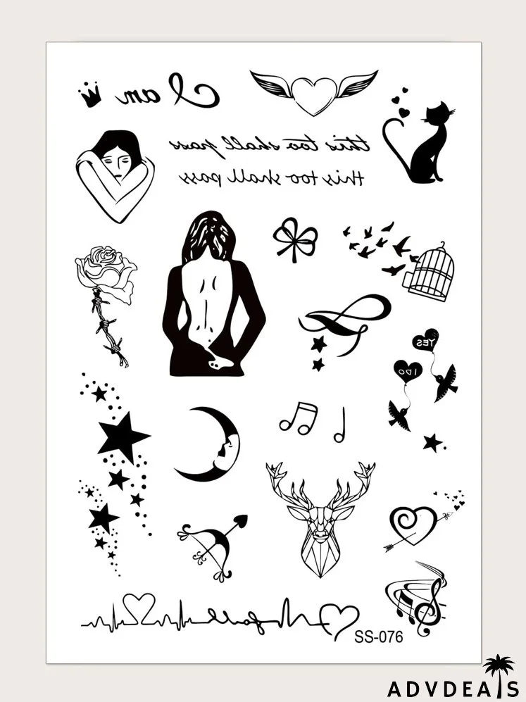 Mix Pattern Tattoo Sticker 1sheet