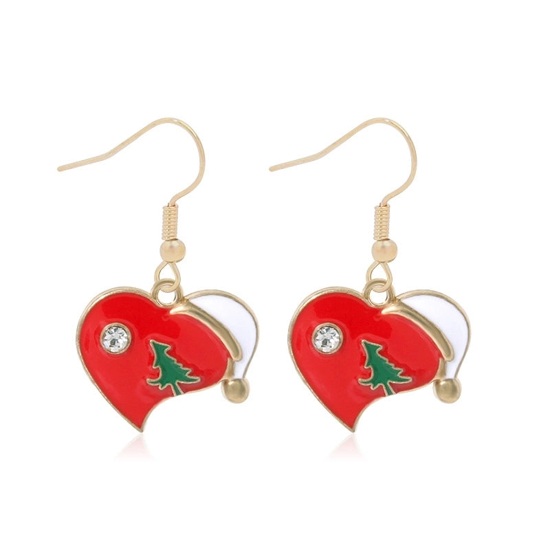 Fashion Christmas Tree Gloves Alloy Plating Inlay Artificial Gemstones Christmas Women’s Drop Earrings 1 Pair