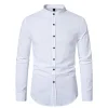 Men's Vintage Cotton and Linen Solid Color Mid-collar Long-sleeved Shirt