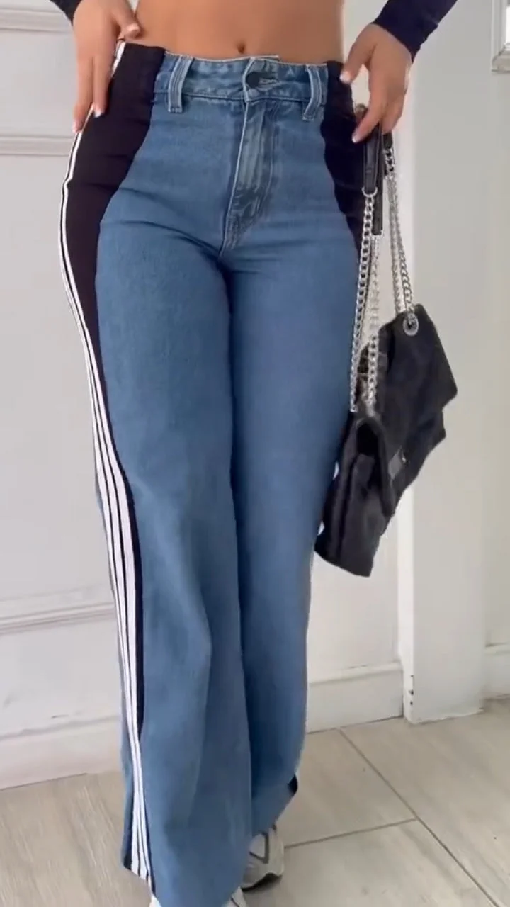 Women's Striped Casual Jeans