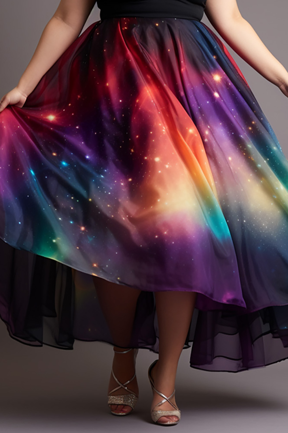Design Plus Size Daily Elegant Multicolor Tie Dye Print Tulle Skirts [Pre-Order]