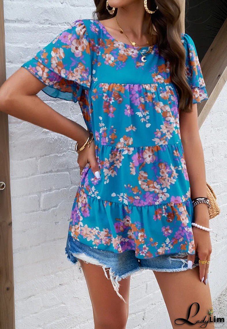 Floral Print Chiffon Blouse