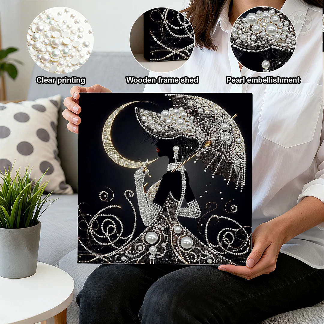 Elegant Lady - DIY Pearl Diamond Art Kit With Frame 30*30cm