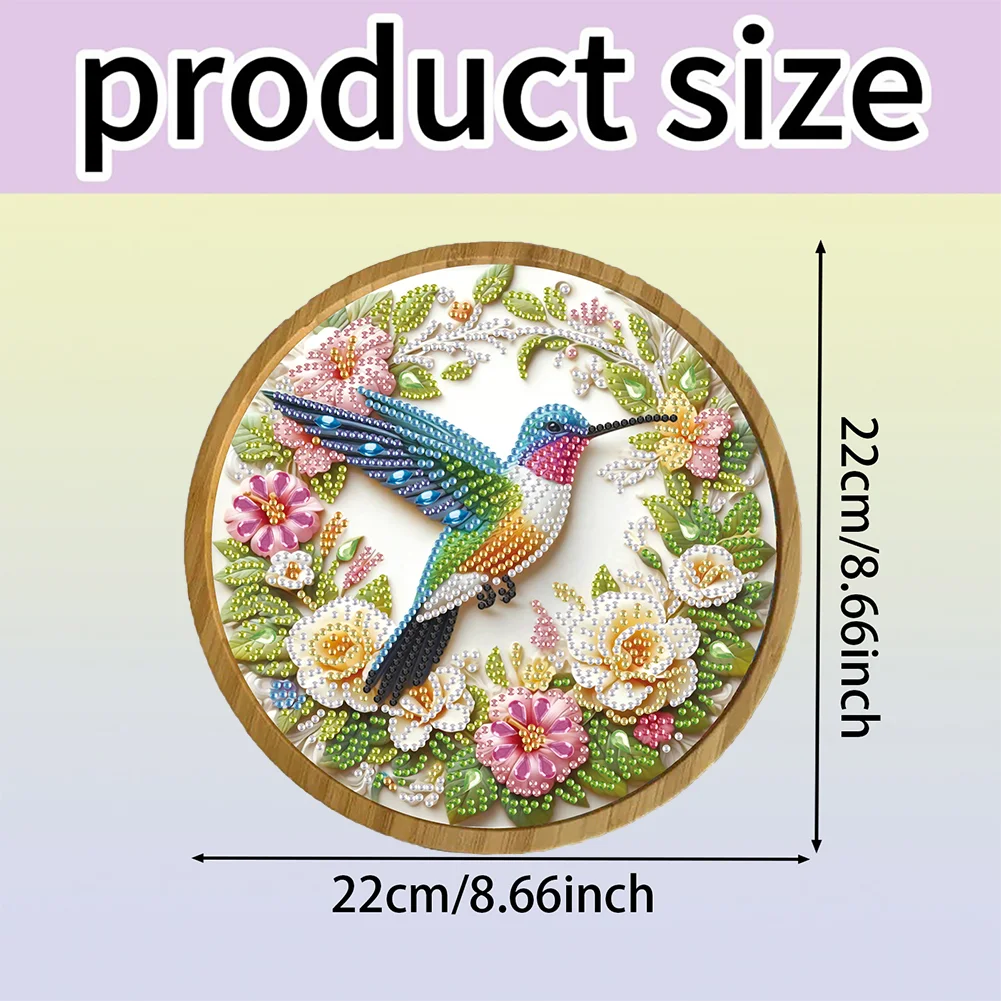 DIY Diamond Painting Kit Round Wooden Tray Diamond Painting Tray for Home (Bird)