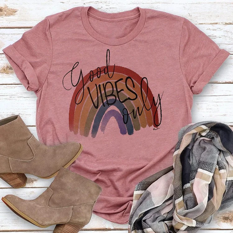 Good Vibes Rainbow  T-shirt Tee --Annaletters