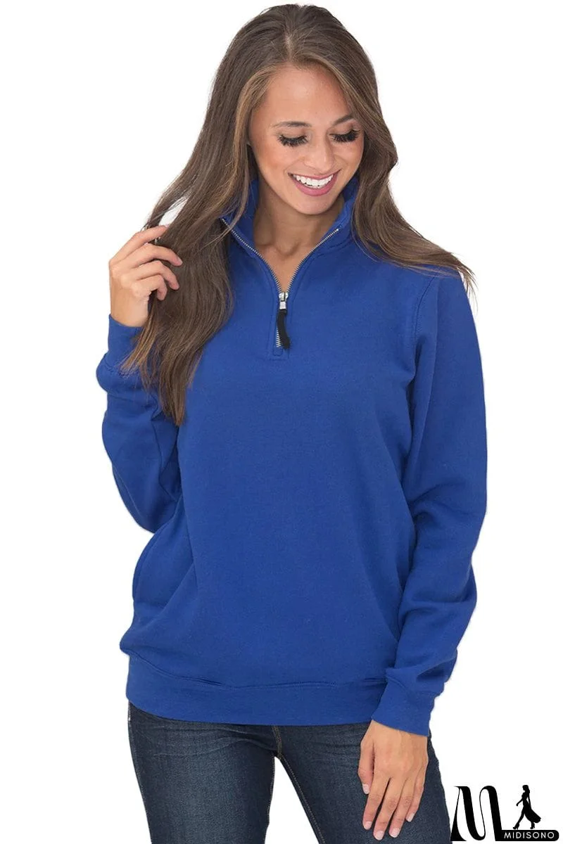 MidiSono - Pocket Style Quarter Zip Sweatshirt