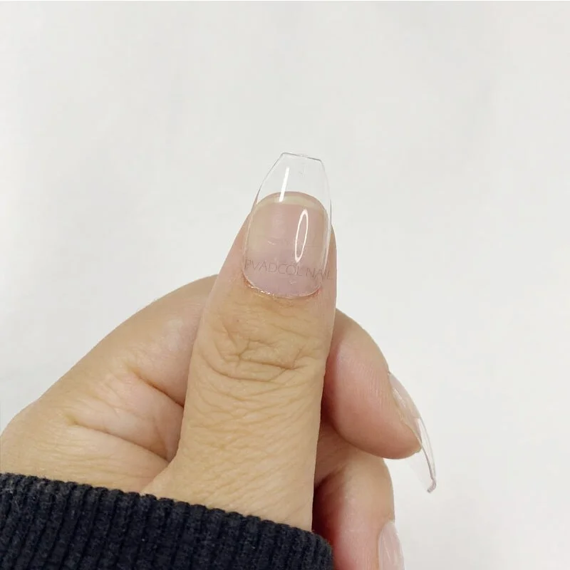 Full Cover Short Square Coffin False Nail Tips Acrylic Press on Fake Tips Clear UV Gel Extension Manicure Tool Detachable Finger-Nail Inspo