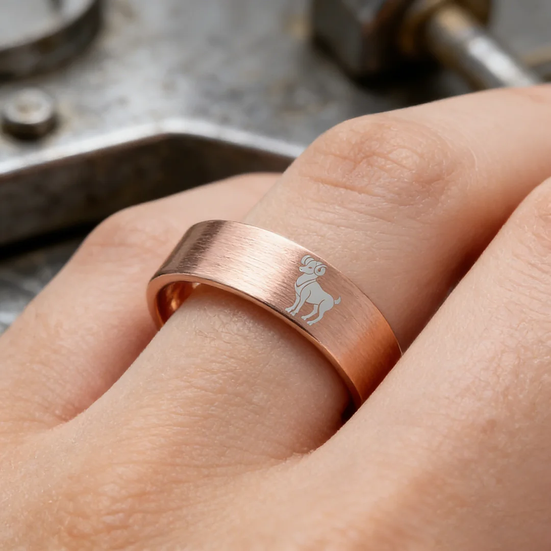 Flat Aries Tungsten Wedding Bands Tungsten Rings Rose Gold Comfort fit for Women or Men 4MM 6MM 8MM