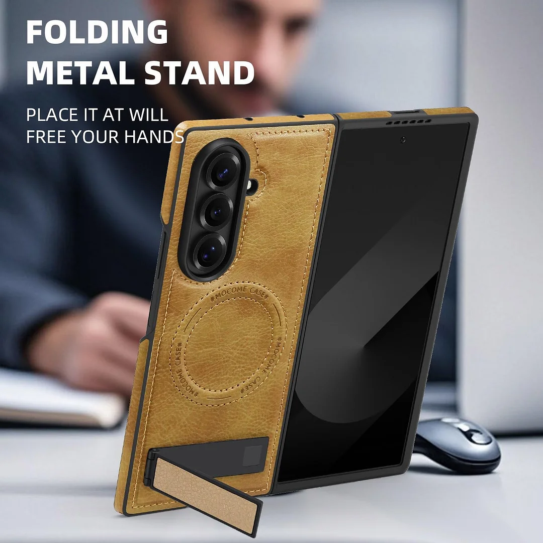 Samsung Galaxy Z Fold 6 Leather Case Magnetic Protective Case Holder Phone Case