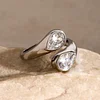 Waterdrop Zircon 18K Golden Silver Ring
