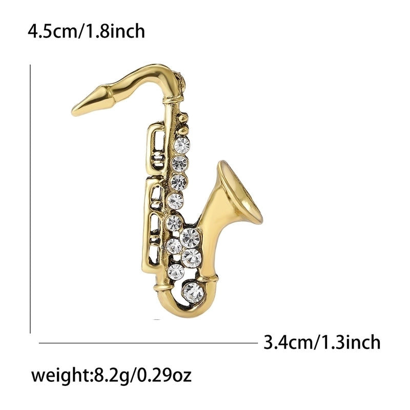 IG Style Pin Saxophone Alloy Inlay Rhinestones Unisex Brooches