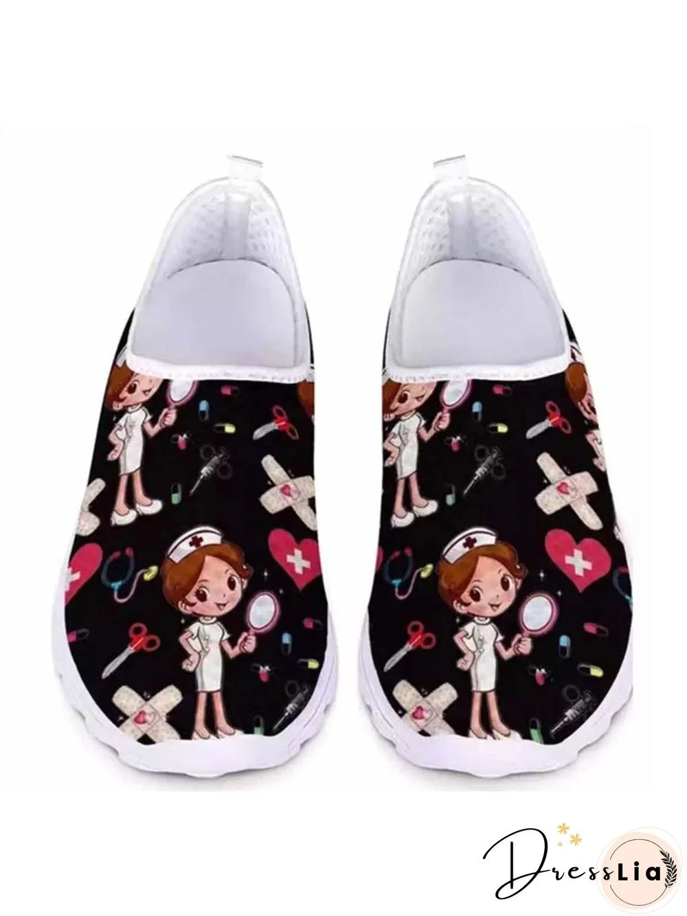 Nurse Fighting Epidemic Print Breathable Tulle Mesh Lightweight Sneakers