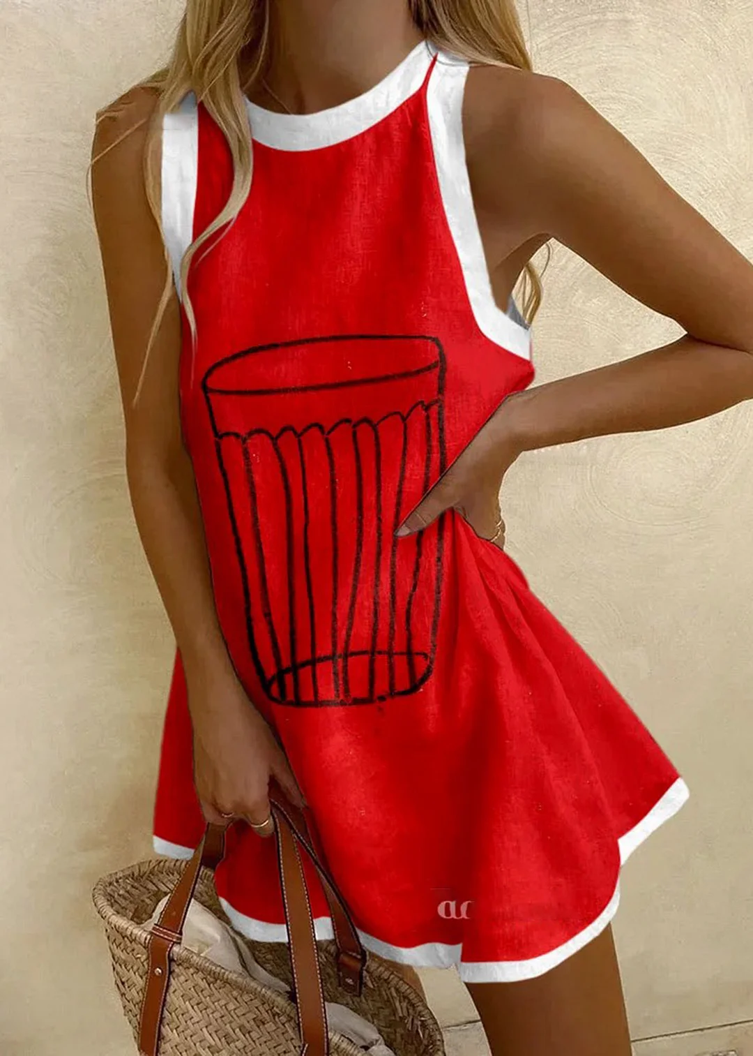 Stylish Tumbler Print Mini Dress
