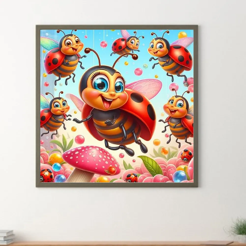 Diamond Painting - Full Round Drill - Ladybug(Canvas|30*30cm)