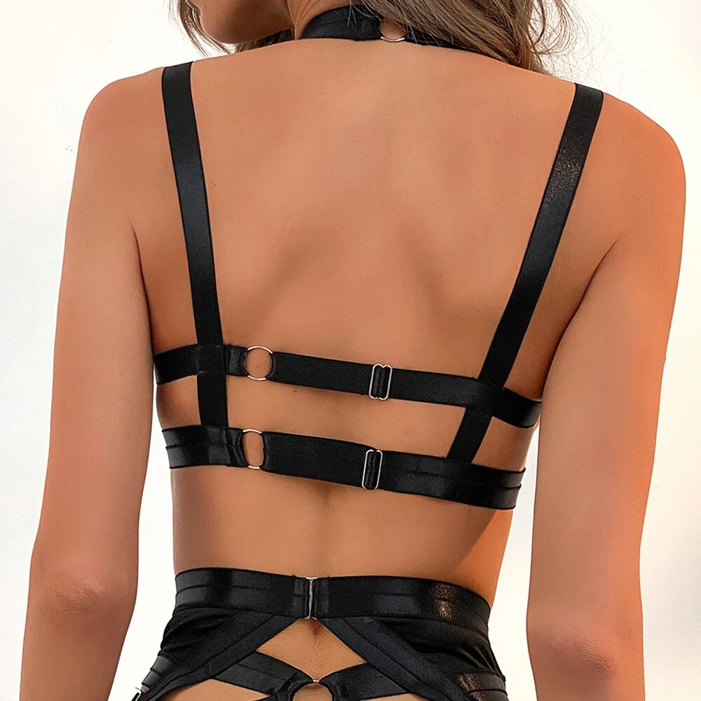 Billionm Lingerie Set Women Black Bra Panty See Through Lace Underwear 3 Piece Garter Belt Sexy Hollow Out Intimate Sensual Sissy Costume