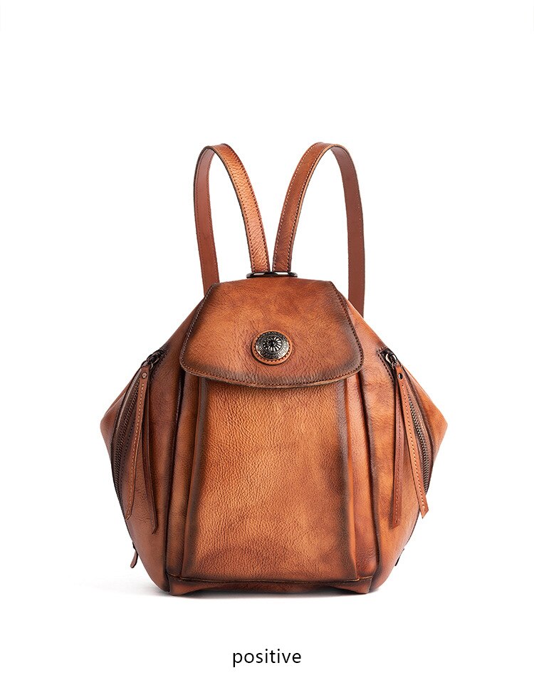 Color Brown Front View of Vintage Backpack
