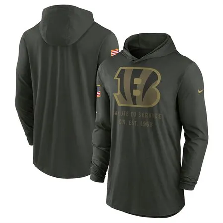 Men's Cincinnati Bengals Forest Green 2025 Salute to Service Sideline Dri-FIT Lightweight Pullover Hoodie