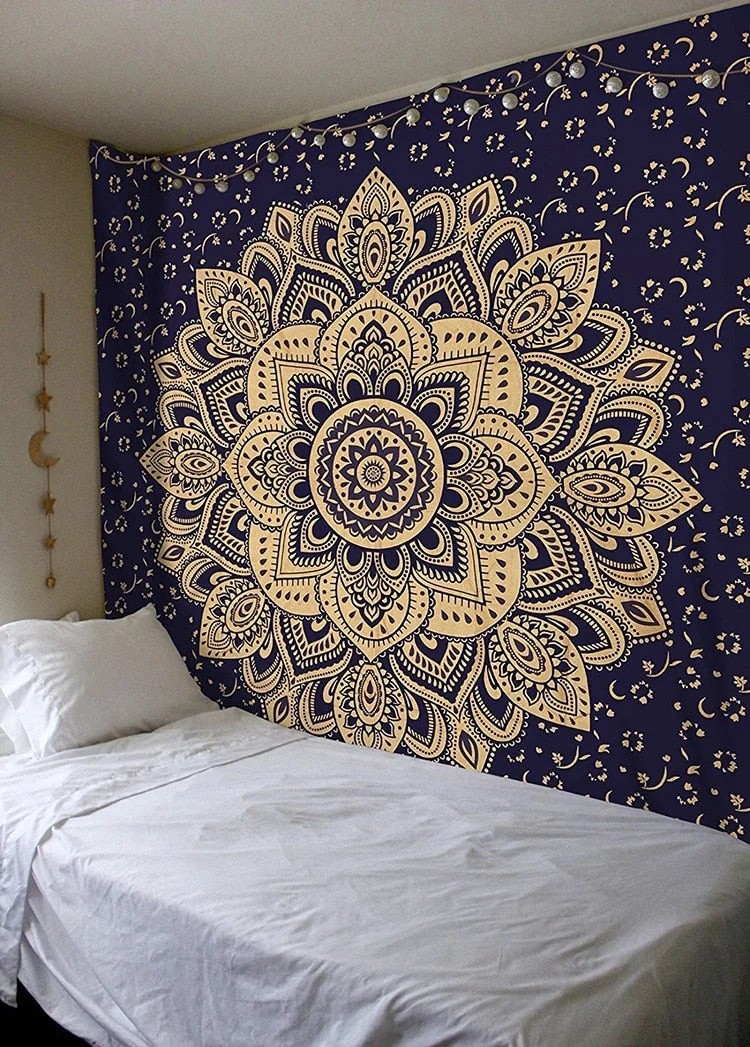 Polyester Mandala Print Tapestry Wall Hanging Carpet Throw Yoga Beach Mat Blanket Large 150*200cm Sleeping pad wall art Tapestry