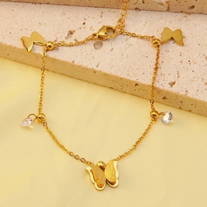 French Style Minimalist Commute Butterfly 304 Stainless Steel Bracelets In Bulk