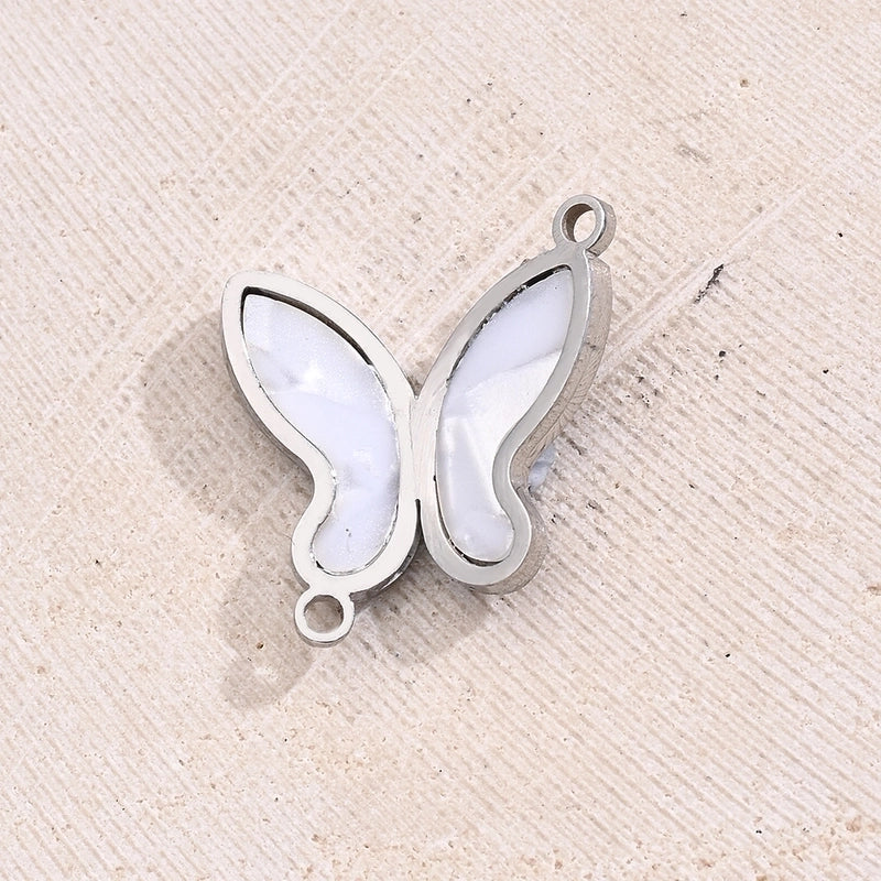 1 Pc/Package 21.5x16mm Hole 1~1.9mm 304 Stainless Steel 18K Gold Plated Simple Butterfly Polished Connectors