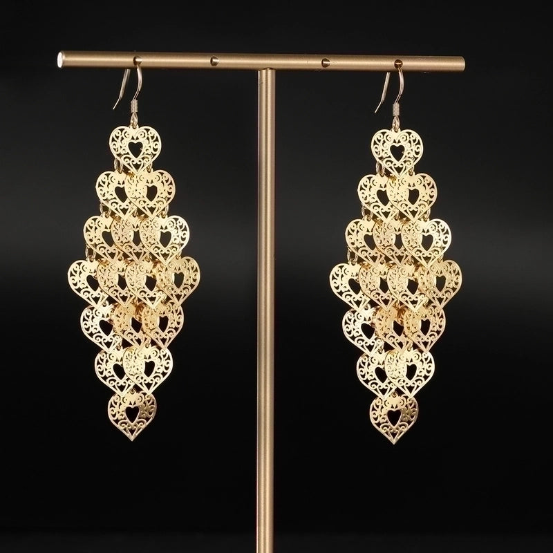 1 Pair Fashion Leaf Heart Shape Butterfly Plating Hollow Out 201 Stainless Steel 18K Gold Plated Stainless Steel Earrings