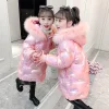 Winter Long Parka Silver Jacket Kid Girl Faux Fur Coat Snowsuit