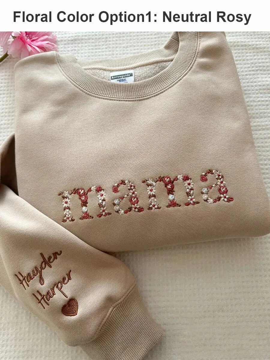 Custom Embroidered Mama/Grandma Floral Sweatshirt/Hoodie/T-shirt-50% Off Mother's Day Sale