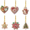 (US Local)6pcs Merry Christmas 2D Flat DIY Diamond Art Pendant Wall Door Decoration