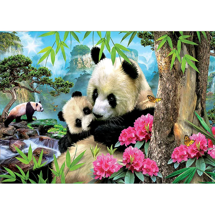 Panda Round Full Drill Diamond Painting 40X30CM(Canvas) gbfke