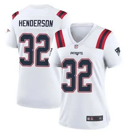 Women's New England Patriots #32 TreVeyon Henderson  White 2025 NFL Draft Game Jersey