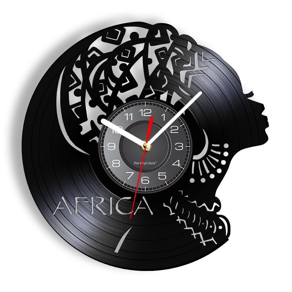 

African Woman - Vinyl Record Wall Clock - Without LED, 501 Original