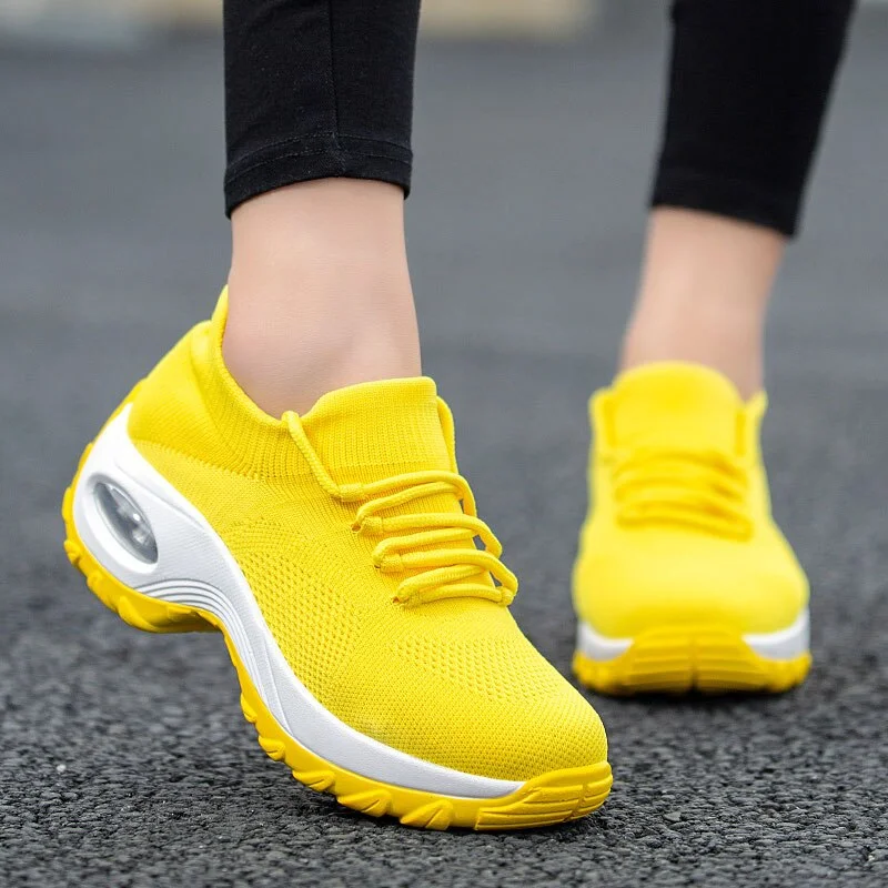 MWY Wedges Shoes For Women Yellow Sneakers Comfort Ladies Trainers Schoenen Vrouw Women Casual Shoes Platform Shoes Plus Size