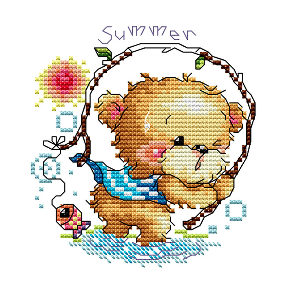 

Bear - 14CT Stamped Cross Stitch - 16*16CM, 501 Original