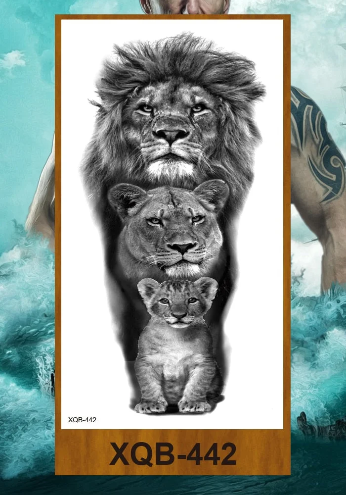 Temporary Tattoo Stickers Men Women Adult Girl Chest Flower Arm Leg Fake Tatoo Semi Permanent Tiger Wolf Beauty & Beast Body Art