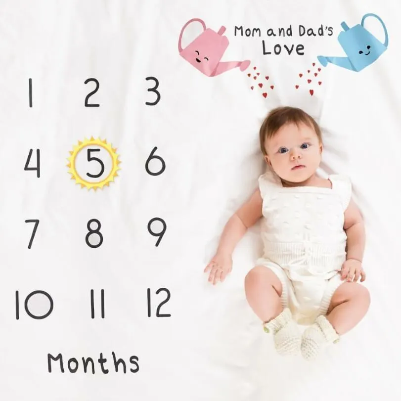 Newborn baby Monthly Growth Milestone Blanket photography props Background Cloth Commemorate Rug Mat baby accessories