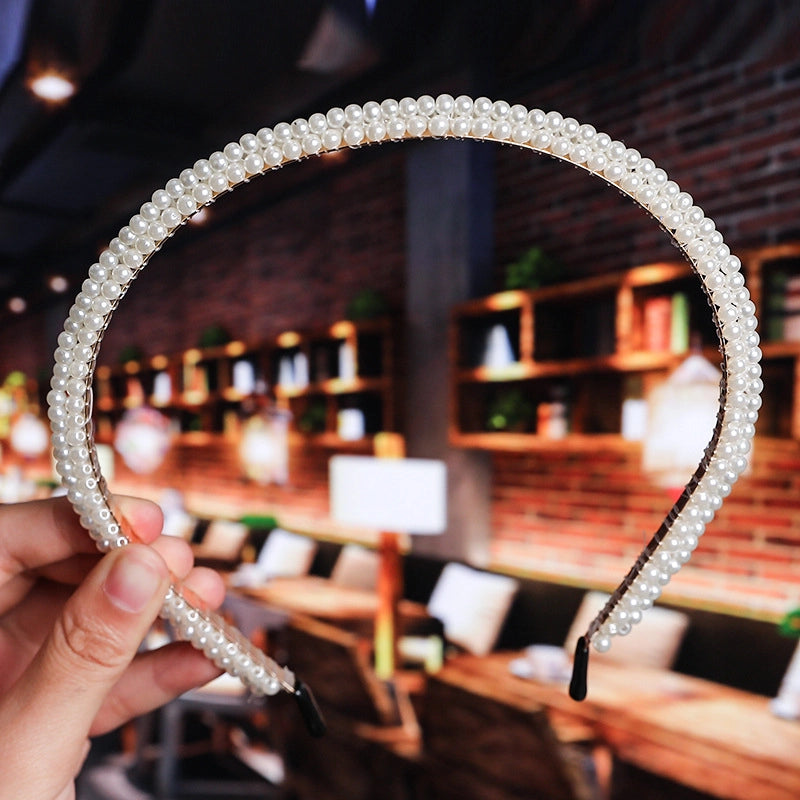 Women’s Fashion Waves Alloy Inlay Artificial Pearls Headwear