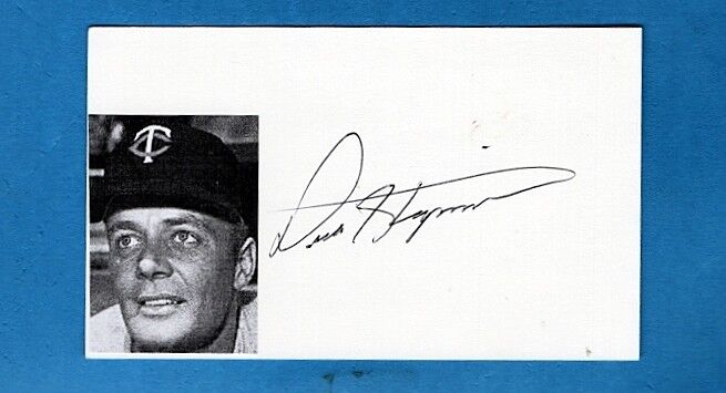 DICK STIGMAN-MINNESOTA TWINS AUTOGRAPHED 3X5 CARD W/Photo Poster painting