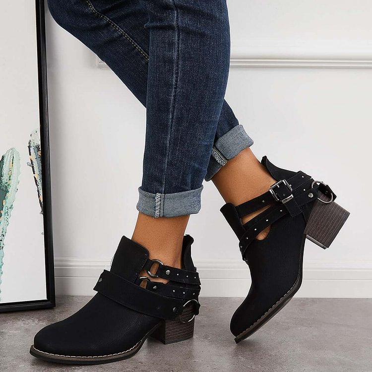 western cut out ankle boots