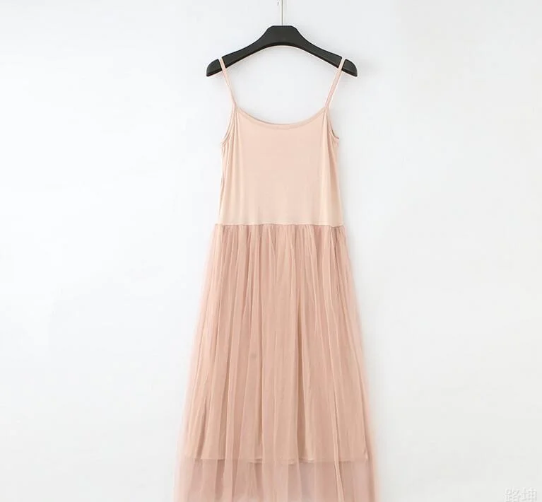 Toppies Women Summer Spaghetti Mesh Dress Sleeveless Comfy Modal Princess Dress Sundress for Women