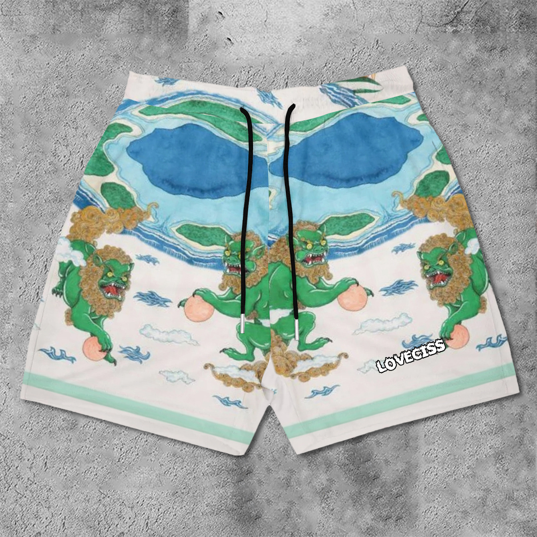 Artistic Casual Mythical Beast Printed Style Shorts