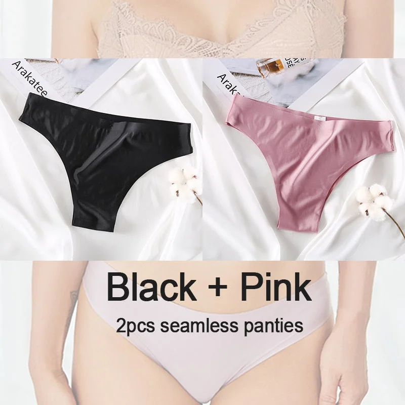 2PCS/Set Women's Panties Seamless Underwear Sexy Lingerie Thong Female Underpants Low-Rise Pantys T-back Briefs Femme Panties