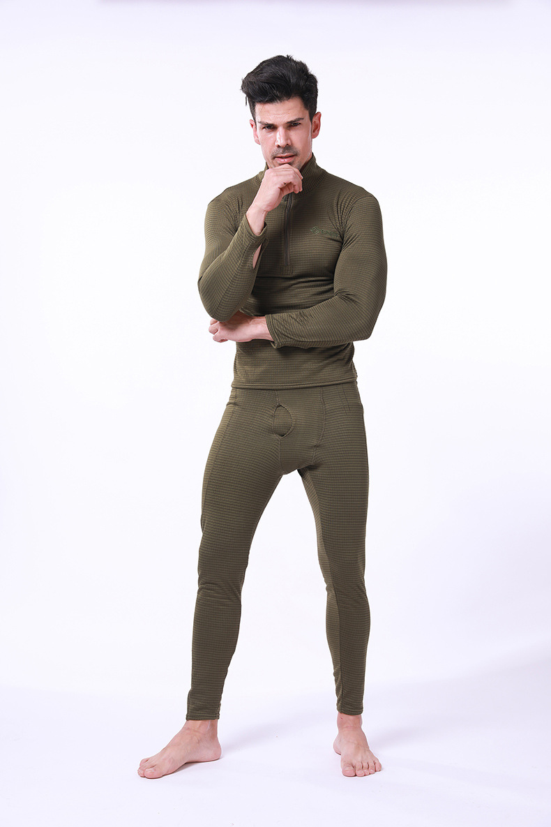 Pure Color Half-Zipper High-Neck Fleece Soft Thermal Underwear Sets Pure Color Half-Zipper High-Neck Fleece Soft Thermal Underwear Sets