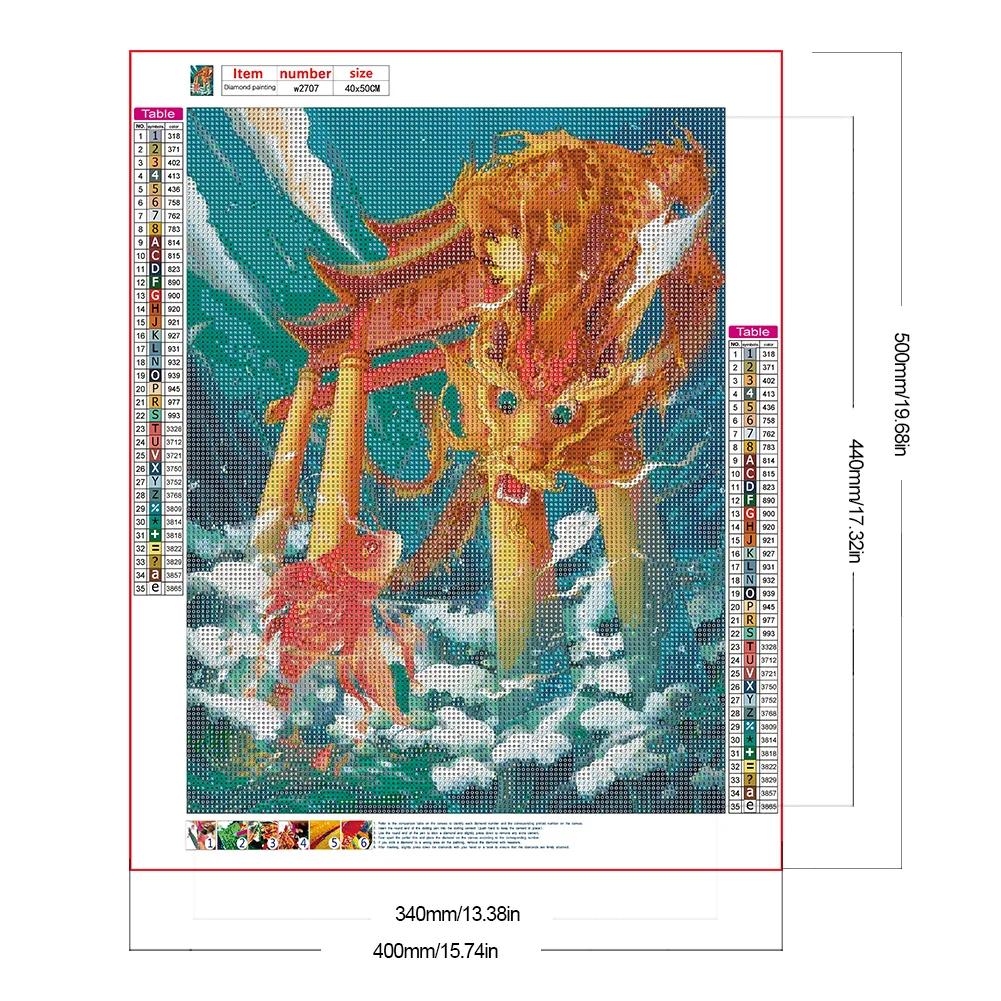 Full Round Diamond Painting 40*50cm - Fish Leaps Over Dragon Gate