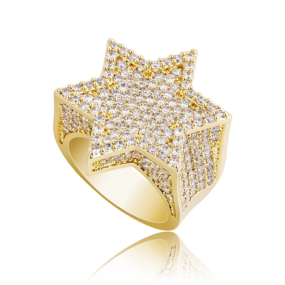 Iced Out Hexagon Star Gold/Silver/Green Franklin Rings