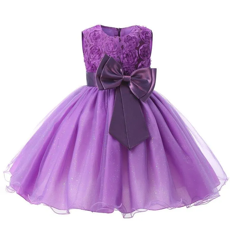 Girls Princess Dress Kids Elegant Wedding Tutu Prom Dresses Children Tulle Flare Sleeve Communion Party Formal Evening Clothes