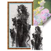 Black Cat Girl-11CT Stamped Cross Stitch 50*100cm/19.69*39.37in(Big Size)