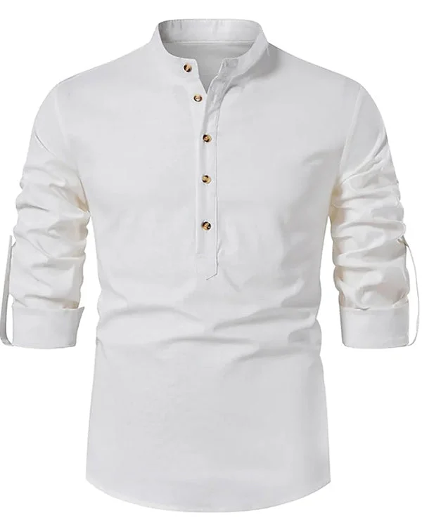 Men's Stand Collar Casual Patchwork Long Sleeve Top